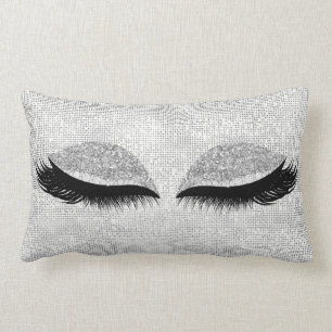 Cojín Lumbar Latigazos grises 1 del maquillaje de la lentejuela