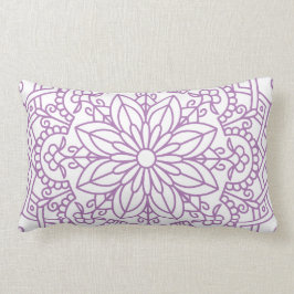 Cojín Lumbar Lavanda y mandala floral blanca