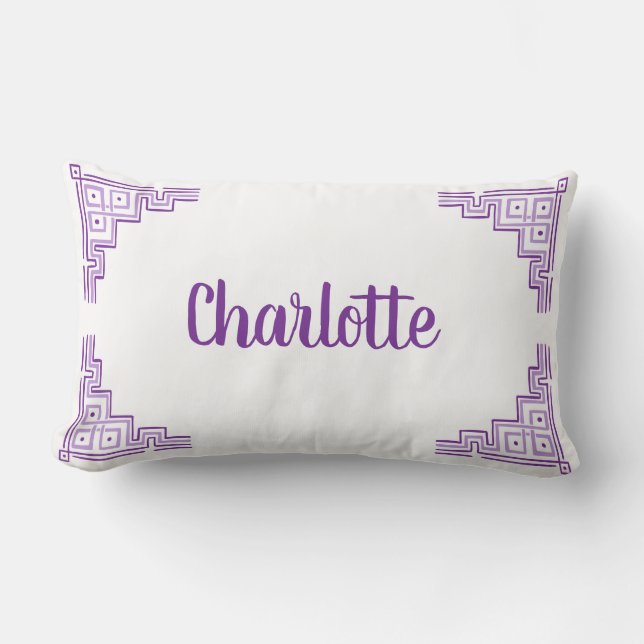 Cojín Lumbar Lavender Purple Chinoiserie Nombre (Anverso)
