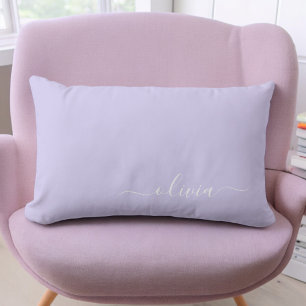 Cojín Lumbar Lavender Purple Girly Script Monograma Nombre mode