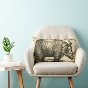 Cojín Lumbar Leña de Albrecht Durer Rhinoceros arte renacentist