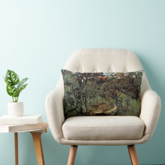 Cojín Lumbar León Hambriento de Henri Rousseau, Animal Salvaje 