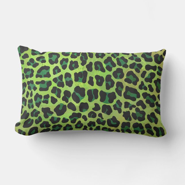 Cojín Lumbar Leopard Black and Green Print (Anverso)