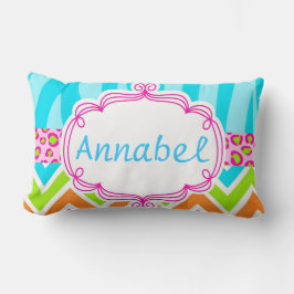 Cojín Lumbar Leopardo brillante y Chevron de la cebra