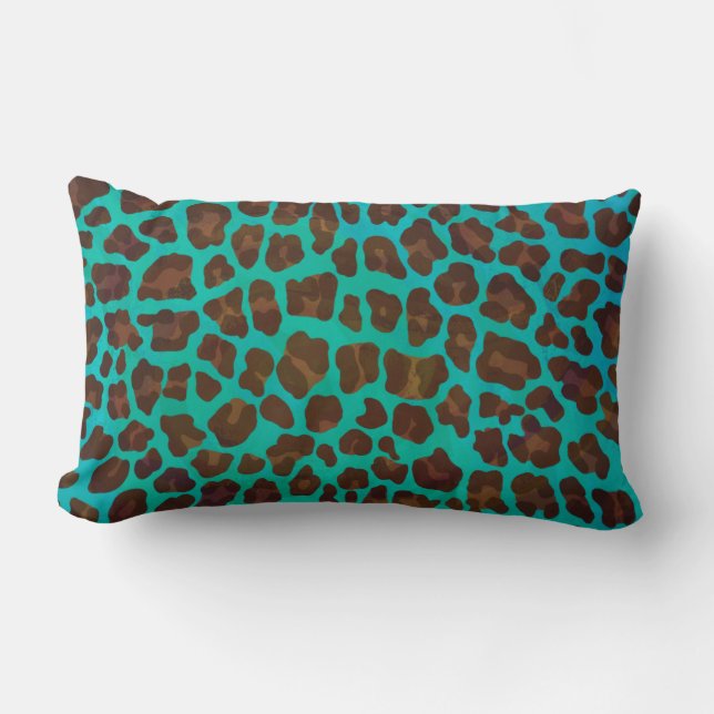 Cojín Lumbar Leopardo Brown e impresión Verde azulada (Anverso)