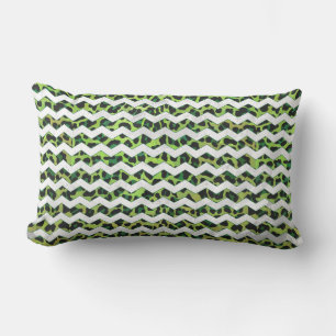 Cojín Lumbar Leopardo Chevron Impresión negra y verde