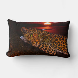 Cojín Lumbar Leopardo hermoso en la puesta del sol