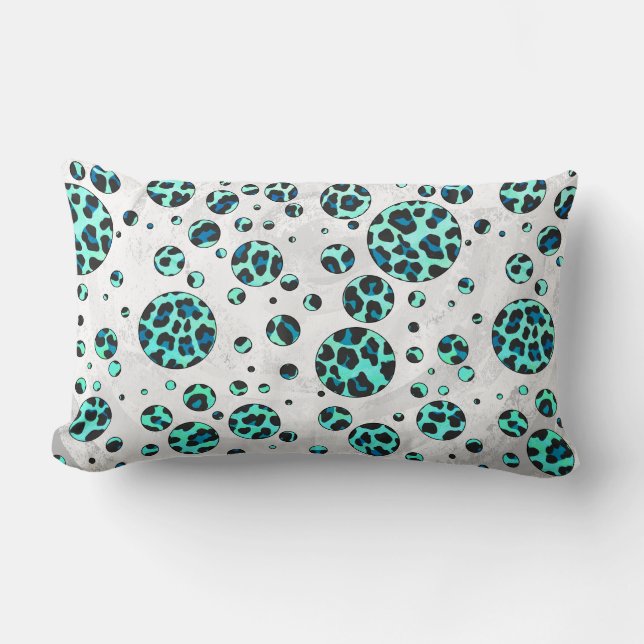 Cojín Lumbar Leopardo negro e impresión Verde azulada (Anverso)