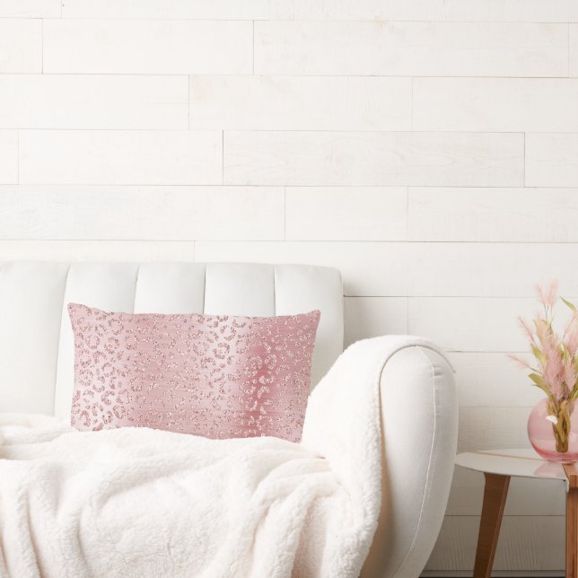 Cojín Lumbar Leopardo Purpurina de glam rosado de Rubor (Sofá)