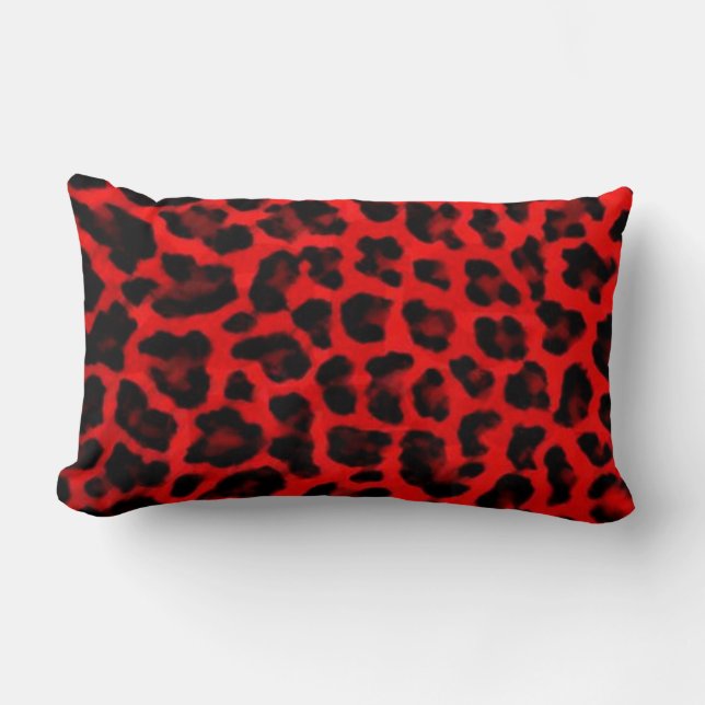 Cojín Lumbar Leopardo - rojo y negro (Anverso)