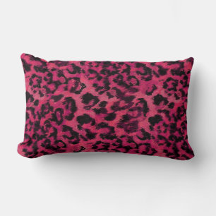 Cojín Lumbar Leopardo rosa brillante y negro