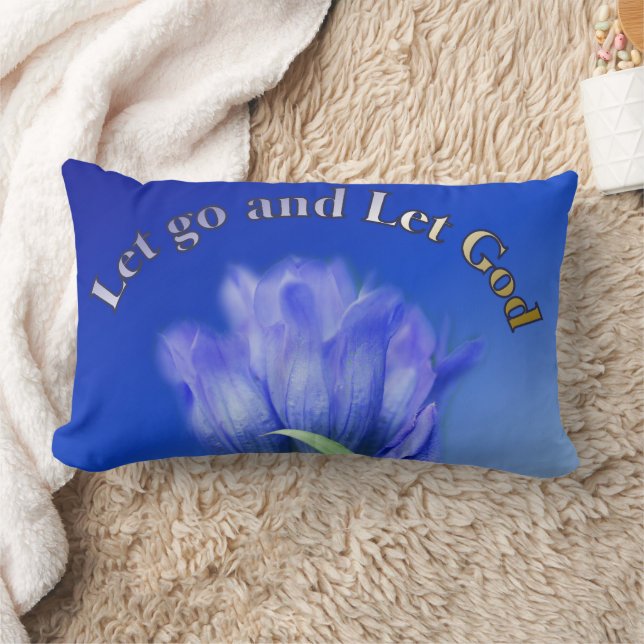 Cojín Lumbar Let Go Let God Gentian Flower Inspirational Quote  (Manta)