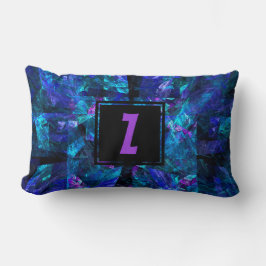Cojín Lumbar Letra inicial Personalizado monograma azul brillan