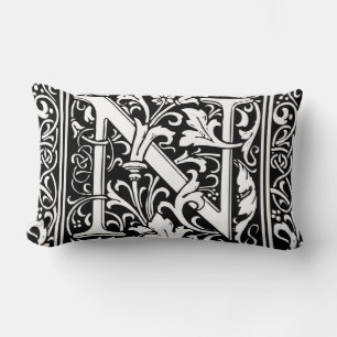 Cojín Lumbar Letra N Monograma Medieval Art Nouveau
