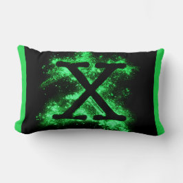 Cojín Lumbar Letra X mayúscula verde alfabeto