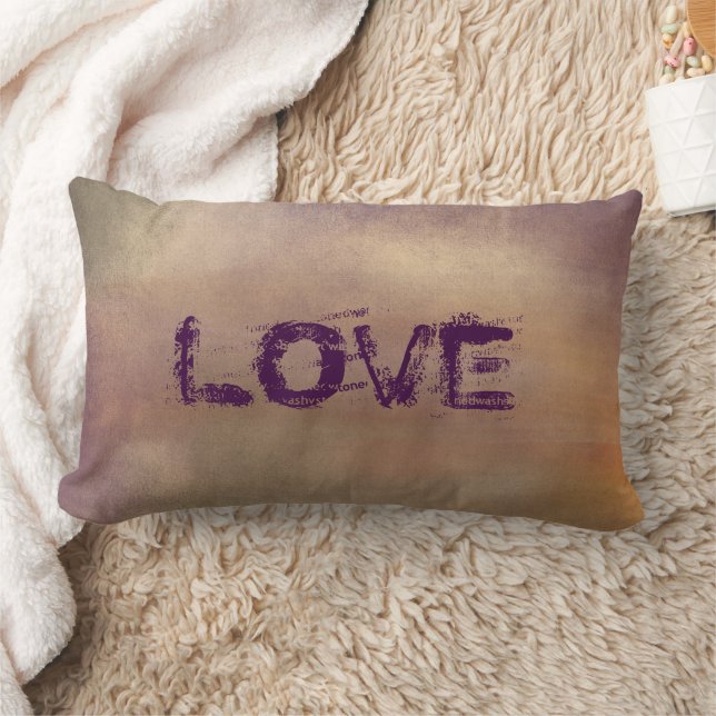 Cojín Lumbar Letras de amor púrpura (Manta)