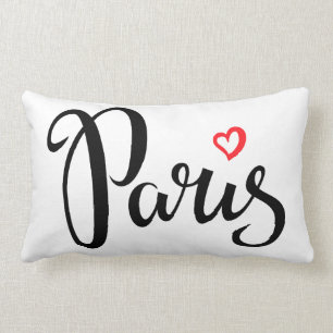 Cojín Lumbar Letras del cepillo de París con el corazón