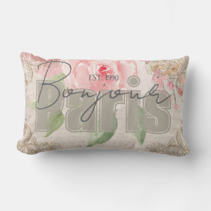 Cojín Lumbar Letras modernas y elegantes Grunge Botánico Shabby