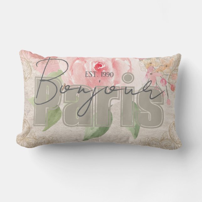 Cojín Lumbar Letras modernas y elegantes Grunge Botánico Shabby (Anverso)