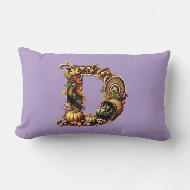 Cojín Lumbar Letter D Thanksgiving style gift  (Anverso)