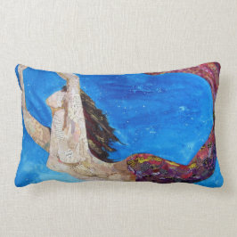 Cojín Lumbar Lilith - arte del collage de la sirena
