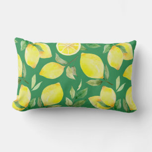 Cojín Lumbar limón, acuarela, fondo, fruta, wallpape