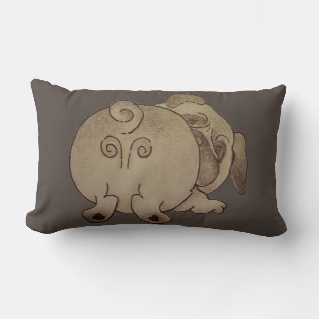 Cojín Lumbar lindo cachorro perro jugar puerro marrón (Anverso)