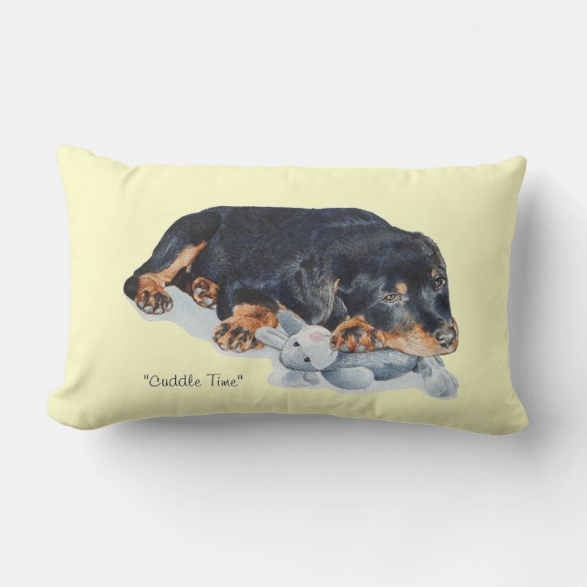 Cojín Lumbar lindo cachorro rottweiler cuddddddys teddy (Anverso)