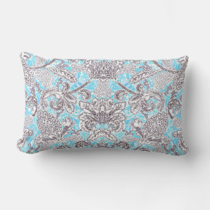 Cojín Lumbar Lindo floral clásico gris azul