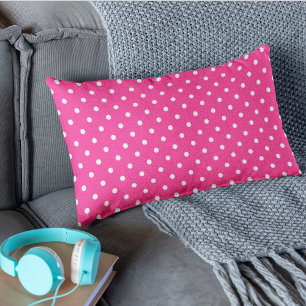 Cojín Lumbar Lindo Patrón de Lunares Rosa Caliente
