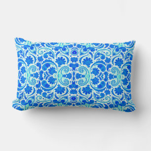Cojín Lumbar Lindos patrones de paisley azul acuatico