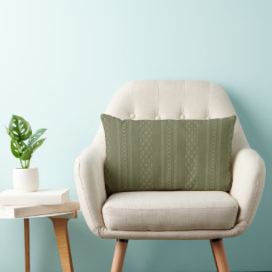 Cojín Lumbar Líneas de franja verde oliva elegancia a mediados 