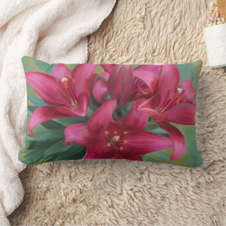 Cojín Lumbar Lirio Magenta Pintado Floral Casa de Campo Victori