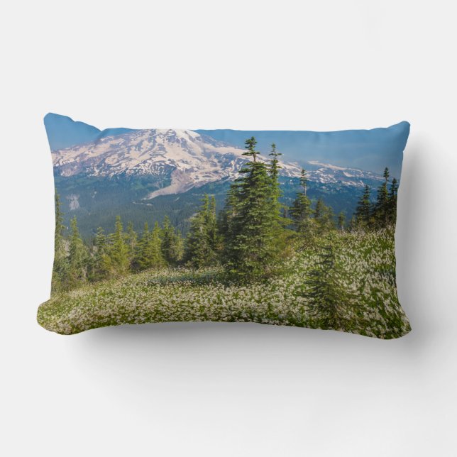 Cojín Lumbar Lirios de avalancha y Monte Rainier (Anverso)