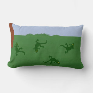 Cojín Lumbar Lizarras verdes en arte Personalizado de hierba