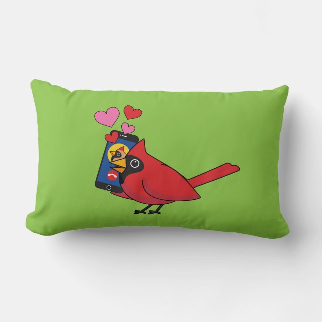 Cojín Lumbar Llamadas Cardinal Bird Love Mating (Anverso)