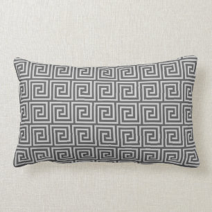 Cojín Lumbar Llave griega, sombras de gris/del gris