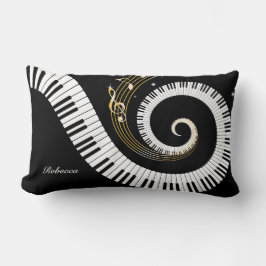 Cojín Lumbar Llaves del piano y notas personalizadas de la