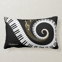 Cojín Lumbar Llaves del piano y notas personalizadas de la