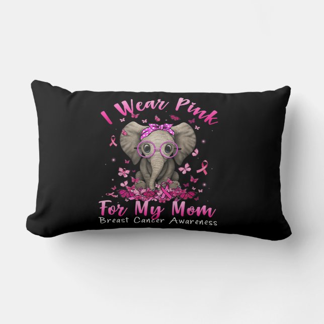 Cojín Lumbar Llevo Rosa Para Mi Mamá Elefante Cáncer De Mama (Anverso)
