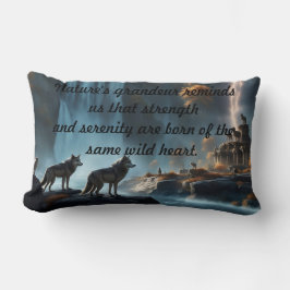 Cojín Lumbar Lobos salvajes en el oasis de las cataratas