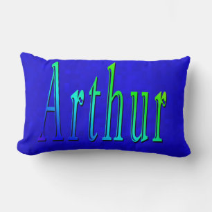 Cojín Lumbar Logo De Arthur Name En El Mosaico Azul,