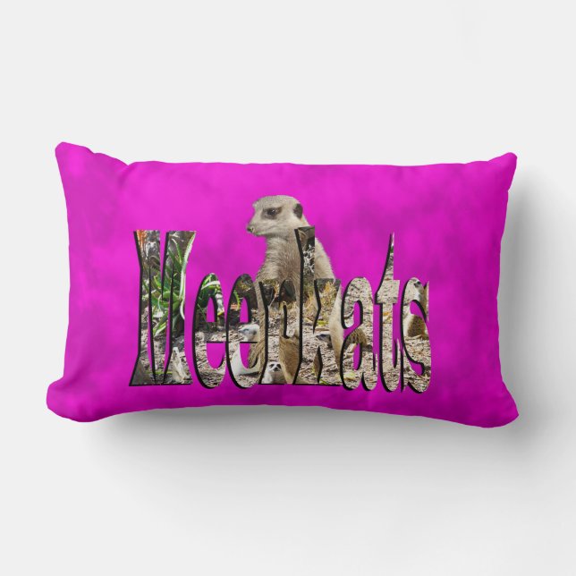 Cojín Lumbar Logo De Meerkat Y Meerkats En Morado, (Anverso)