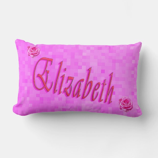 Cojín Lumbar Logo de nombre de Chicas Elizabeth, (Anverso)
