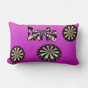 Cojín Lumbar Logotipo de dardos morados con diseño de tableros,