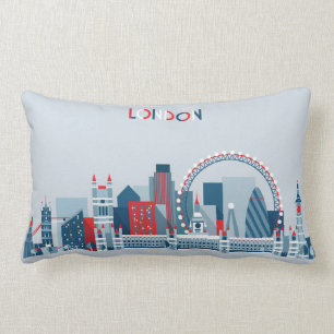 Cojín Lumbar Londres, Inglaterra horizonte rojo, blanco y azul