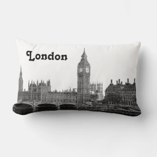 Cojín Lumbar Londres Inglaterra Reino Unido Silueta Grabada