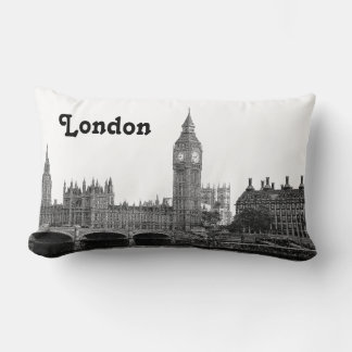 Cojín Lumbar Londres Inglaterra Reino Unido Silueta Grabada