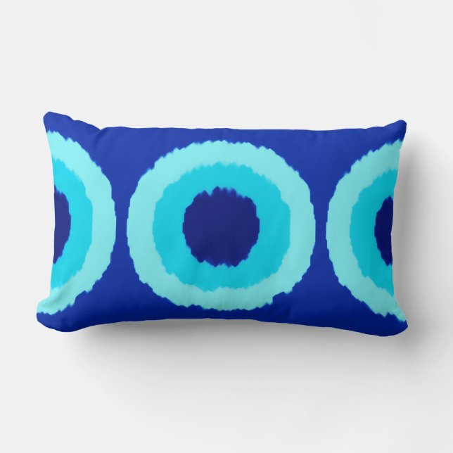 Cojín Lumbar Los círculos tribales modernos de batik - cobalto  (Anverso)