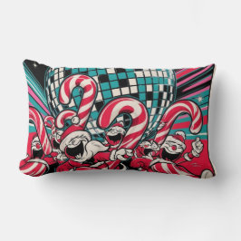 Cojín Lumbar Los elfos de Santa Candy Canes bailan bajo disco